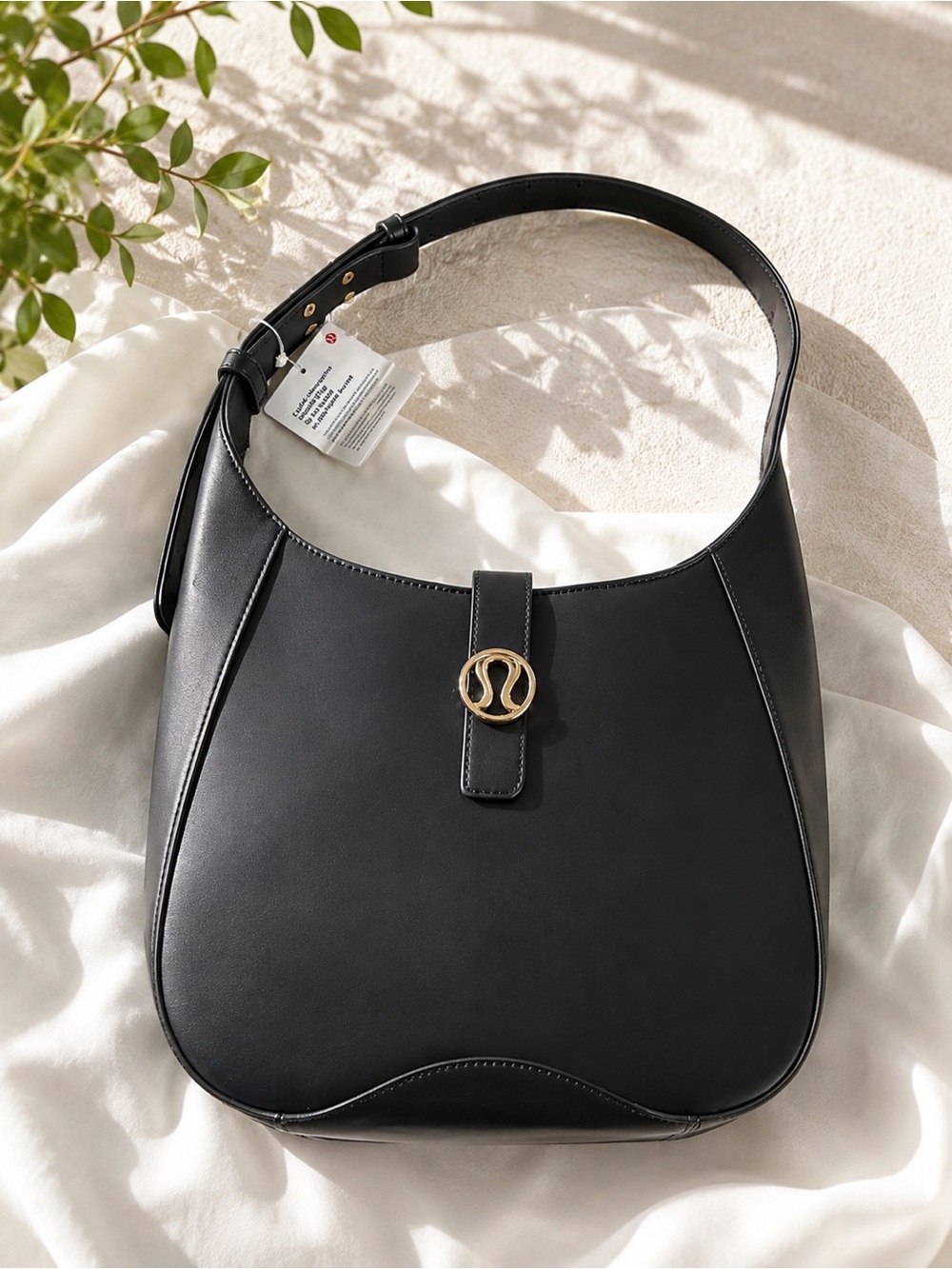 Lululemon Black Shoulder Bag Gold Logo ✨ Minimal Structured Bag